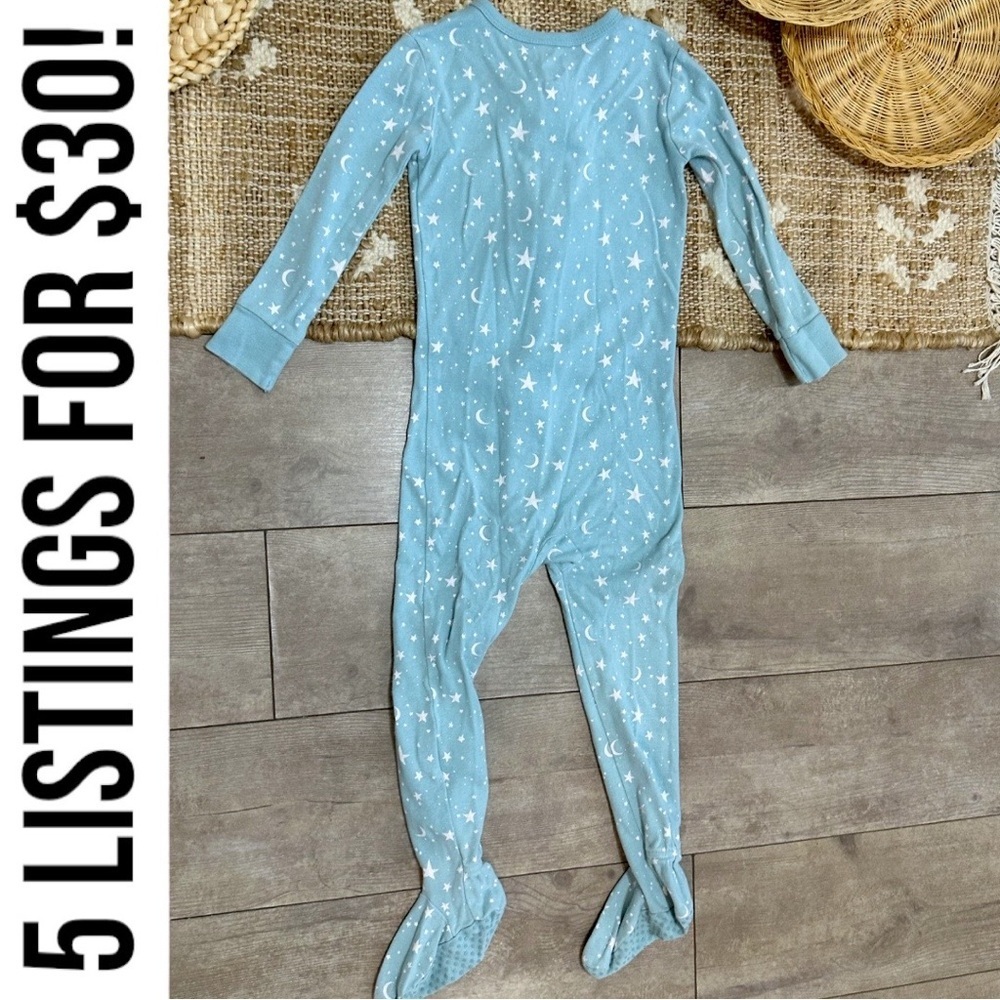Old Navy Toddler Girl Star Print Zip Footie Pajamas Blue Starry Kids One Piece - Picture 7 of 11